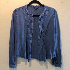 Lucky Brand Embroidered Cotton Cardigan